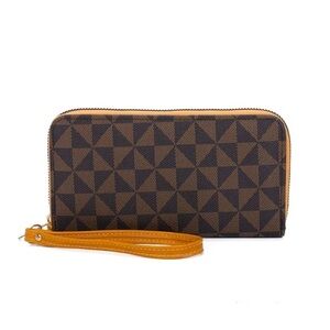Brown Patterned Wristlet Wallet